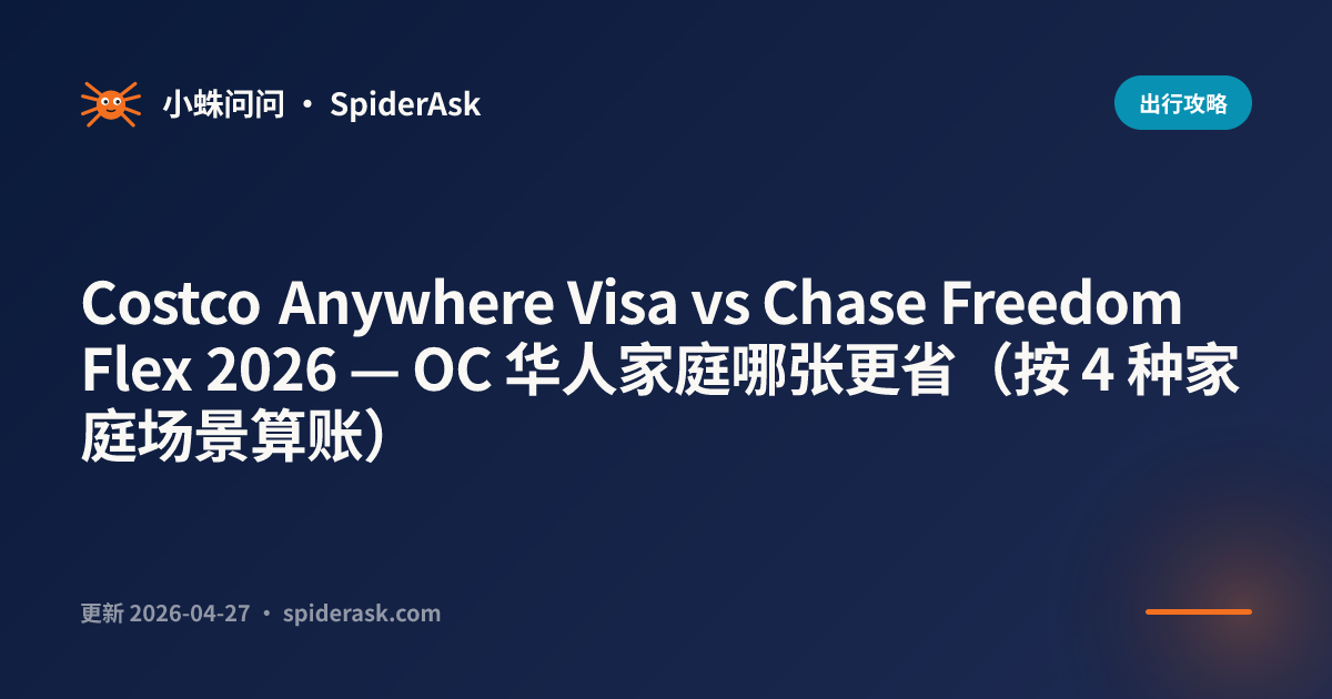 Costco Anywhere Visa vs Chase Freedom Flex 2026 — OC 华人家庭哪张更省(按 4 种家庭场景算账)